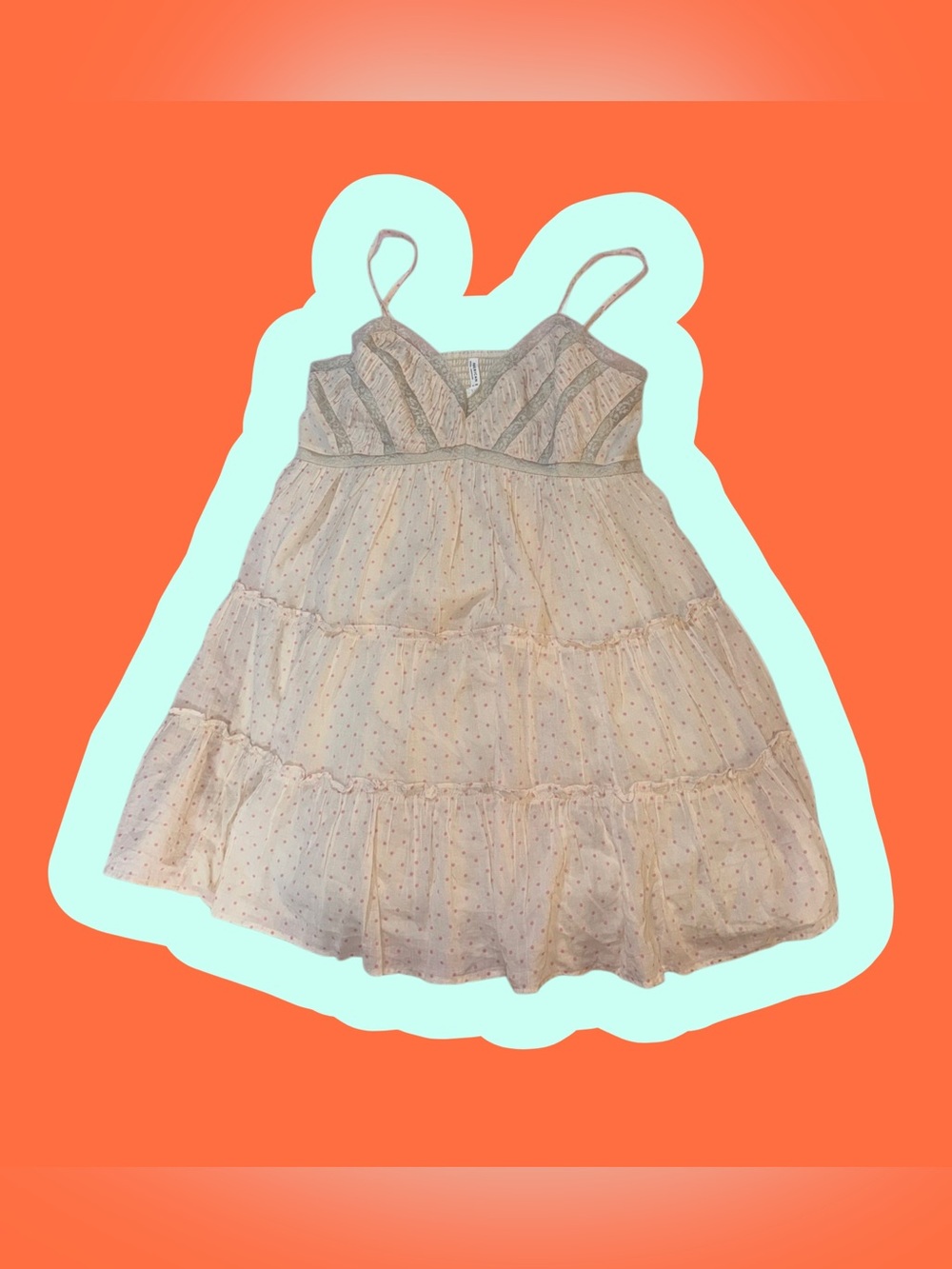 American Eagle Light Polka Dot Tiered Sundress in Cream